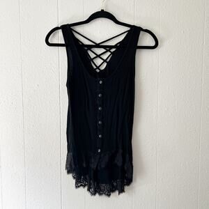 Womens Gauzy Lace Top XS Boho Fairygoth Witchy Gothcore Emo Rockabilly Punk